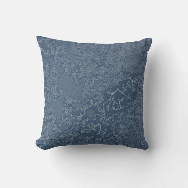 Coussin Cristaux de glaces bleues en acier foncé jetant l' (Recto)