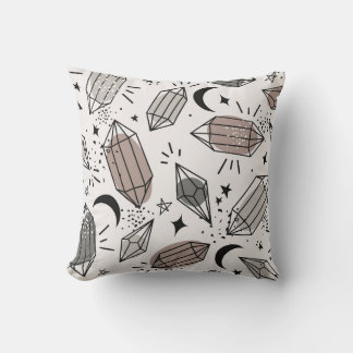 Coussin Cristaux, Lune, Étoiles, Design Chevauché.