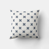 Coussin Crochets bleu-gris sur blanc (Verso)