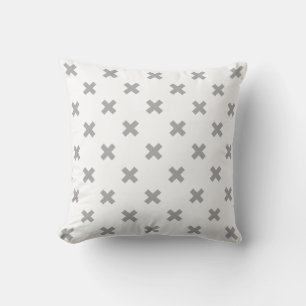 Coussin Crochets gris sur blanc