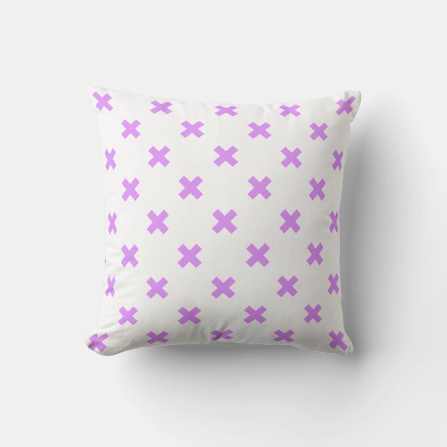Coussin Crochets Lilac sur blanc (Recto)