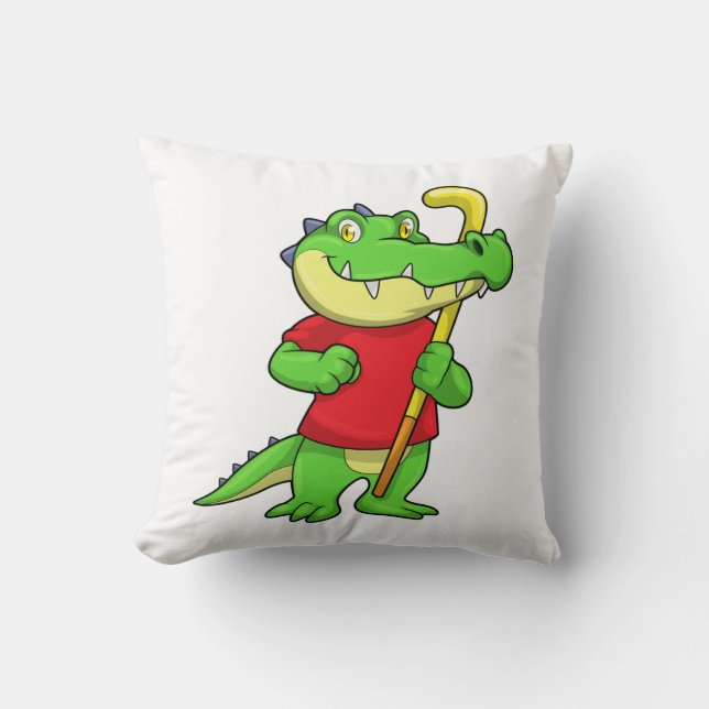 Coussin Crocodile à Field hockey avec bâton (Recto)