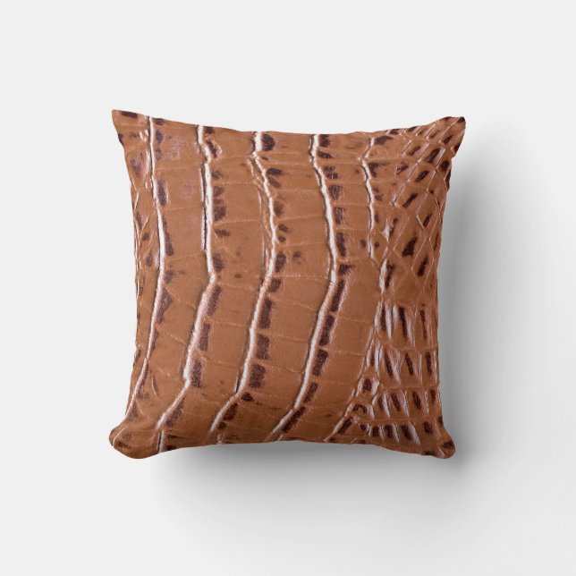 Coussin Crocodile cuir texturé fond abstrait, ani (Recto)