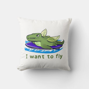 Coussin Crocodile Volant Mignon Illustration Fantastique D