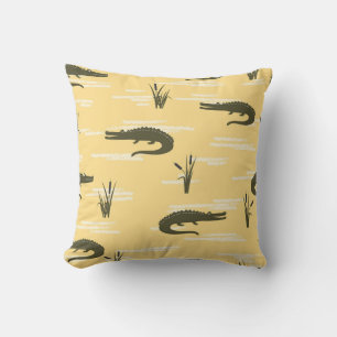 Coussin Crocodiles vintages : Motif jaune sans joint