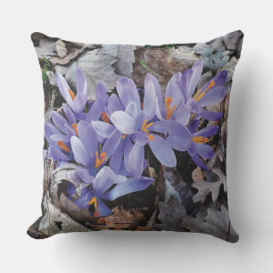 Coussin Crocus Floral Montagne Violet Pourpre Lilas