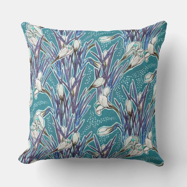 Coussin Crocus, motifs floraux, belles fleurs printanières (Recto)
