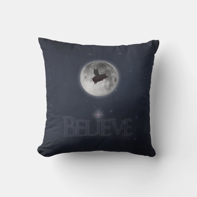 Coussin Croire-les cochons voleront (Recto)