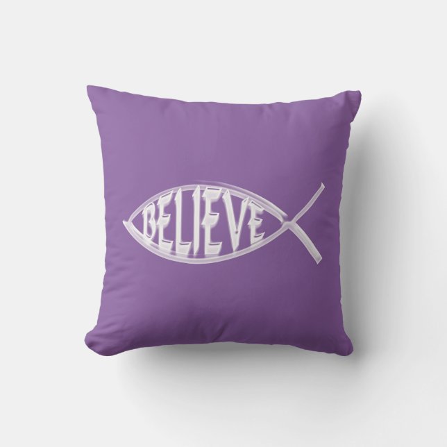 Coussin Croire Poisson Lavande (Recto)