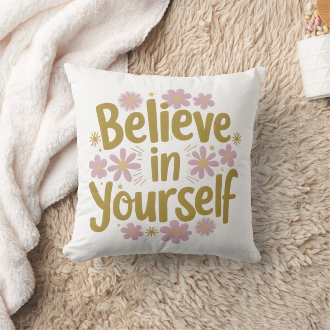 Coussin Crois en toi-même Motivation Florale (Couverture)