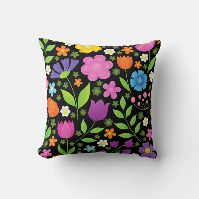 Coussin Croissance Fleurs Positives Colorées (Recto)