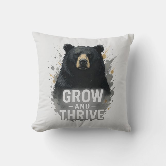 Coussin Croissance majestueuse Ours Noir Art (Recto)