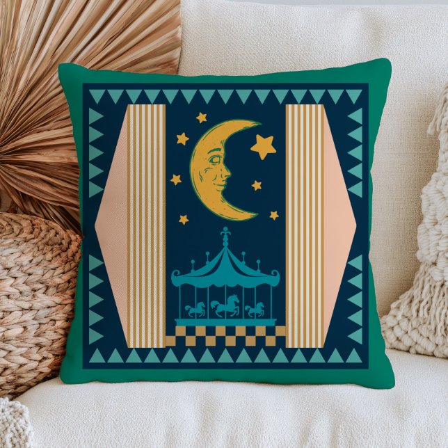 Coussin Croissant de Lune Céleste Cirque Bohème Décor (Créateur téléchargé)