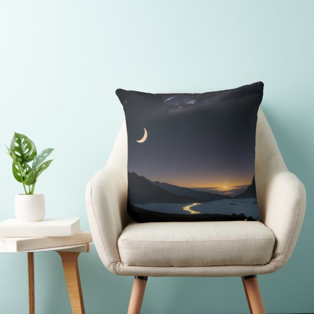 Coussin croissant de lune flottant dans le ciel nocturne (Chaise)