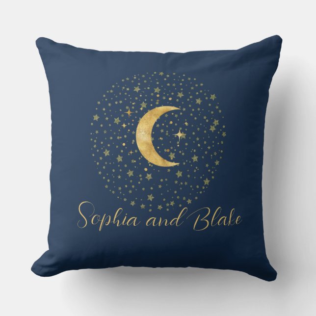 Coussin Croissant de Lune Nuit Étoilée  (Recto)