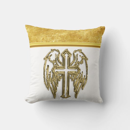 Coussin Croix avec ailes et conception de feuille blanche  (Recto)
