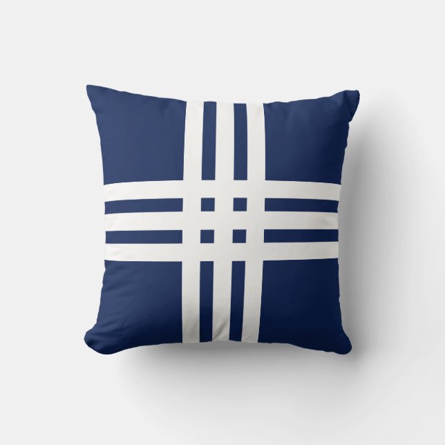 Coussin Croix blanches modernes sur fond bleu marine (Recto)