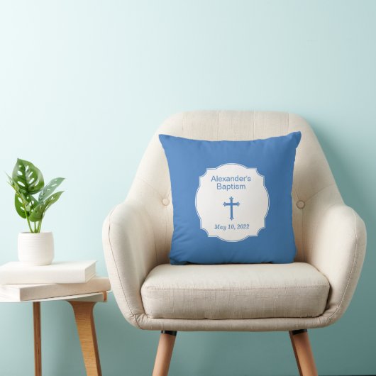 Coussin Croix Bleue Bébé Baptême Baptême Christening (Chaise)