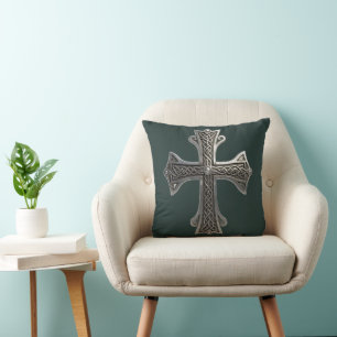 Coussin Croix celtique en argent ornée avec motif de nœud