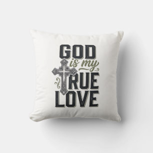 Coussin Croix Chrétienne Dieu Est Mon Véritable Amour Vect