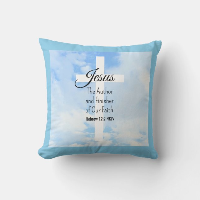 Coussin Croix chrétienne Foi Ciel bleu Photo Bible Verse (Recto)