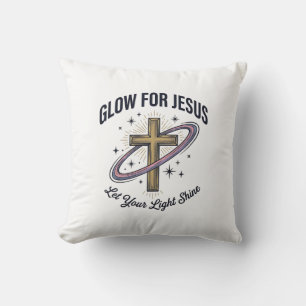 Coussin Croix chrétienne Glow for Jesus Vintage Vector