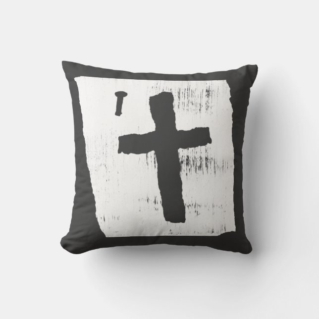 Coussin Croix chrétienne Grungy (Recto)