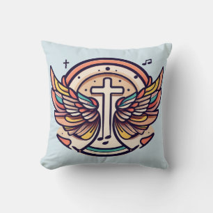 Coussin Croix colorée Agnel ailes Rejoice