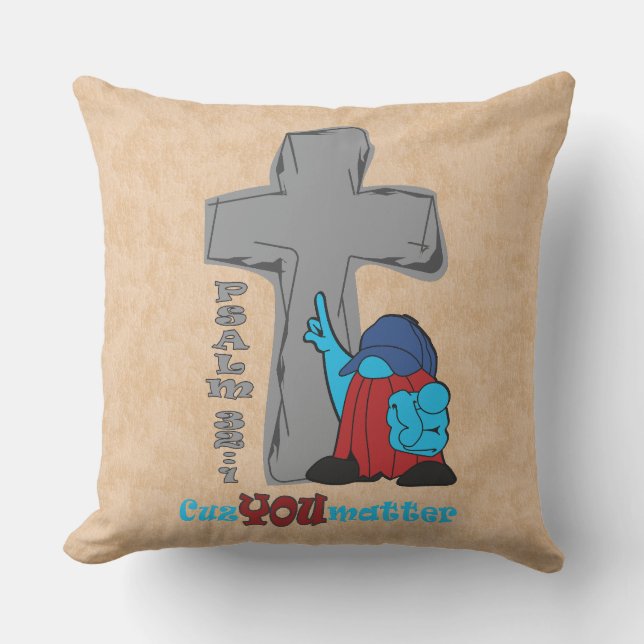 Coussin Croix de pierre parce que vous comptez Psaume 32 1 (Recto)