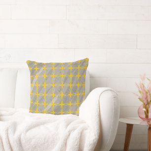 Coussin Croix d'étoile dorée sur vagues grises