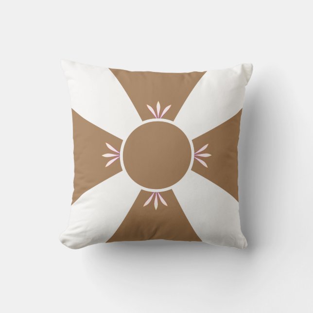 Coussin Croix élégante marron beige sur fond blanc (Recto)