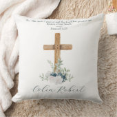 Coussin Croix en bois Fleurs blanches et bleues Verset bib (Couverture)