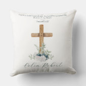 Coussin Croix en bois Fleurs blanches et bleues Verset bib (Verso)
