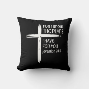 Coussin Croix Je Connais Les Plans Verse Bible Jésus Dieu 