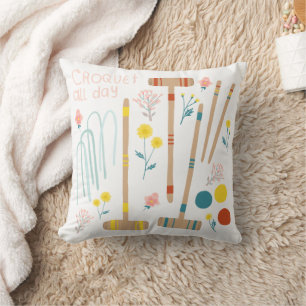 Coussin CROQUET TOUTE LA JOURNÉE Jeu de pelouse amusant mi