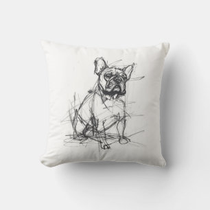Coussin Croquis Abstrait de Bulldog