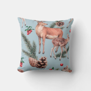 Coussin croquis animal motif avec cônes de pin de cerf et 