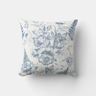 Coussin Croquis botanique Indigo