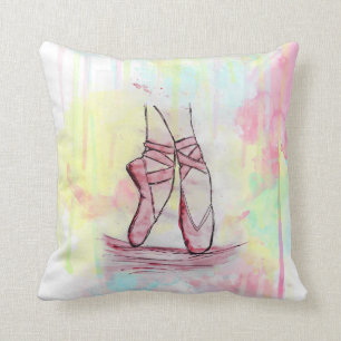 Coussin Croquis de chaussures en ballet mignonne Aquarelle