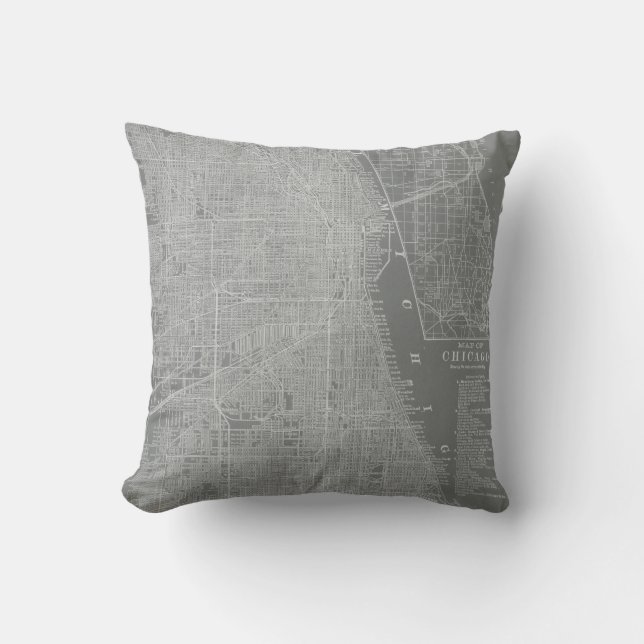 Coussin Croquis de Chicago City Map (Recto)