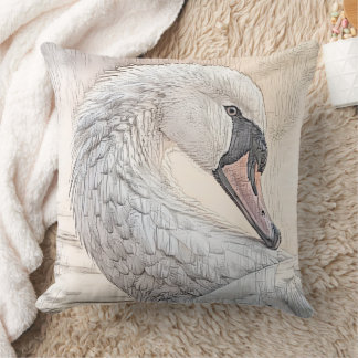 Coussin *~* Croquis de cygne blanc magnifique SC1