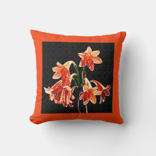 Coussin Croquis de Daylilies - Mandarin orange et rouille