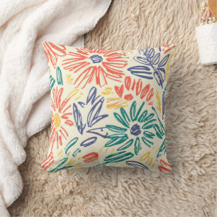 Coussin Croquis de fleur sauvage vintage (11)
