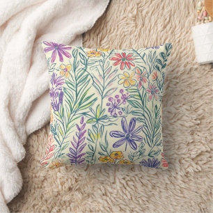 Coussin Croquis de Fleur Sauvage Vintage (2)