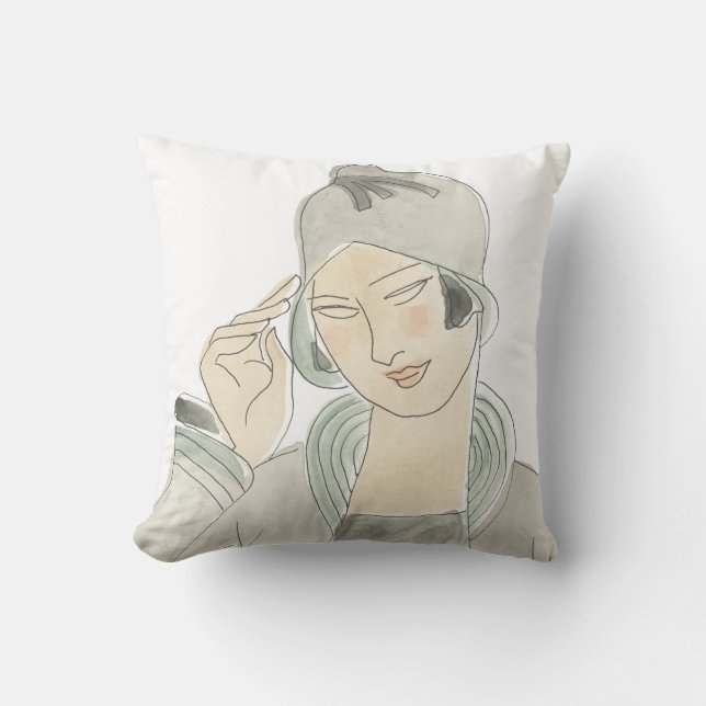 Coussin Croquis de mode Flapper (Recto)