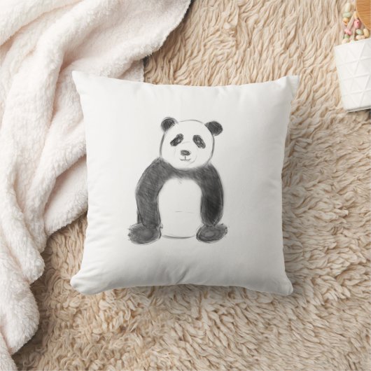 Coussin Croquis de panda en noir et blanc (Couverture)