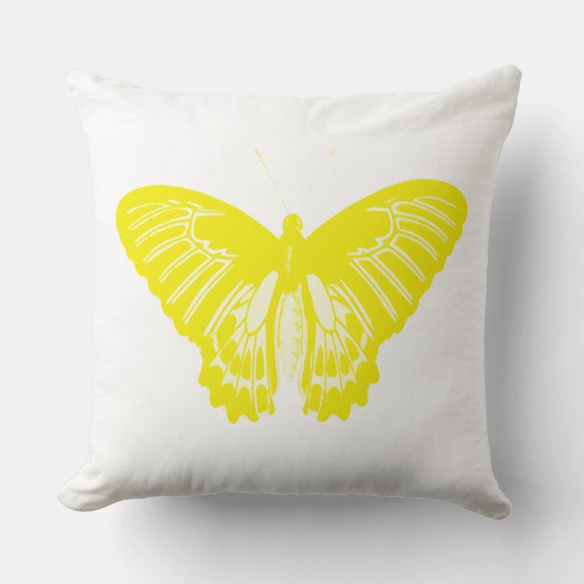 Coussin Croquis de papillon, jaune chrome (Recto)