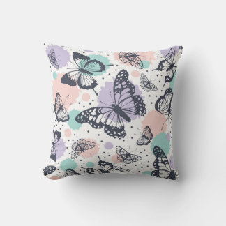 Coussin Croquis de papillon pastel coloré