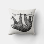 Coussin Croquis de paresseux noir et blanc  (Verso)
