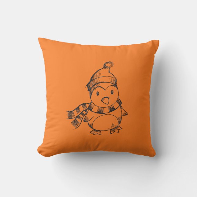Coussin Croquis de pingouin (Recto)